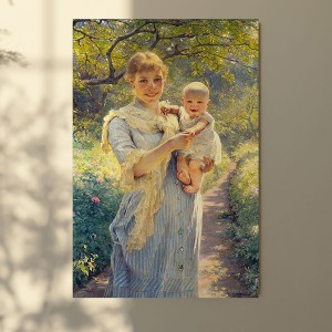 베르타 베그만-정원에 있는 엄마와 아이